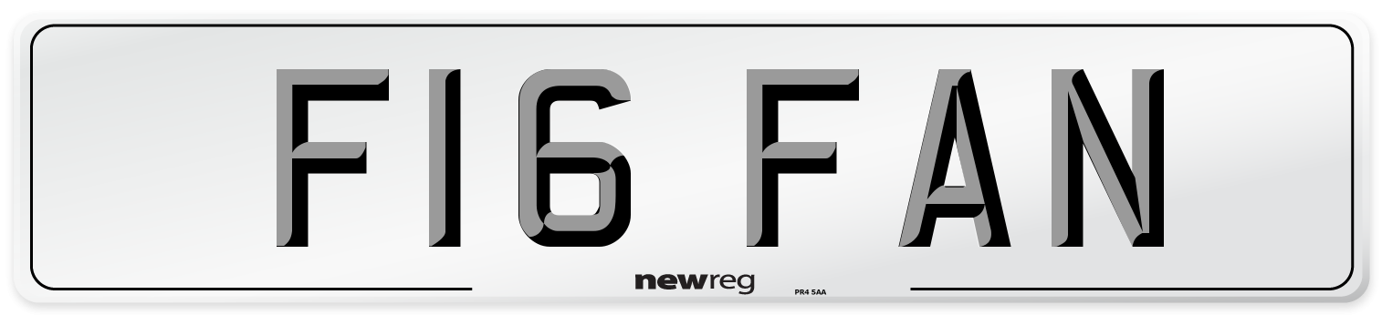 F16 FAN Number Plate from New Reg